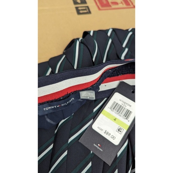 NWT TOMMY HILFIGER Size 4 Skirt Pleated Striped Elastic Waist - Picture 5 of 9